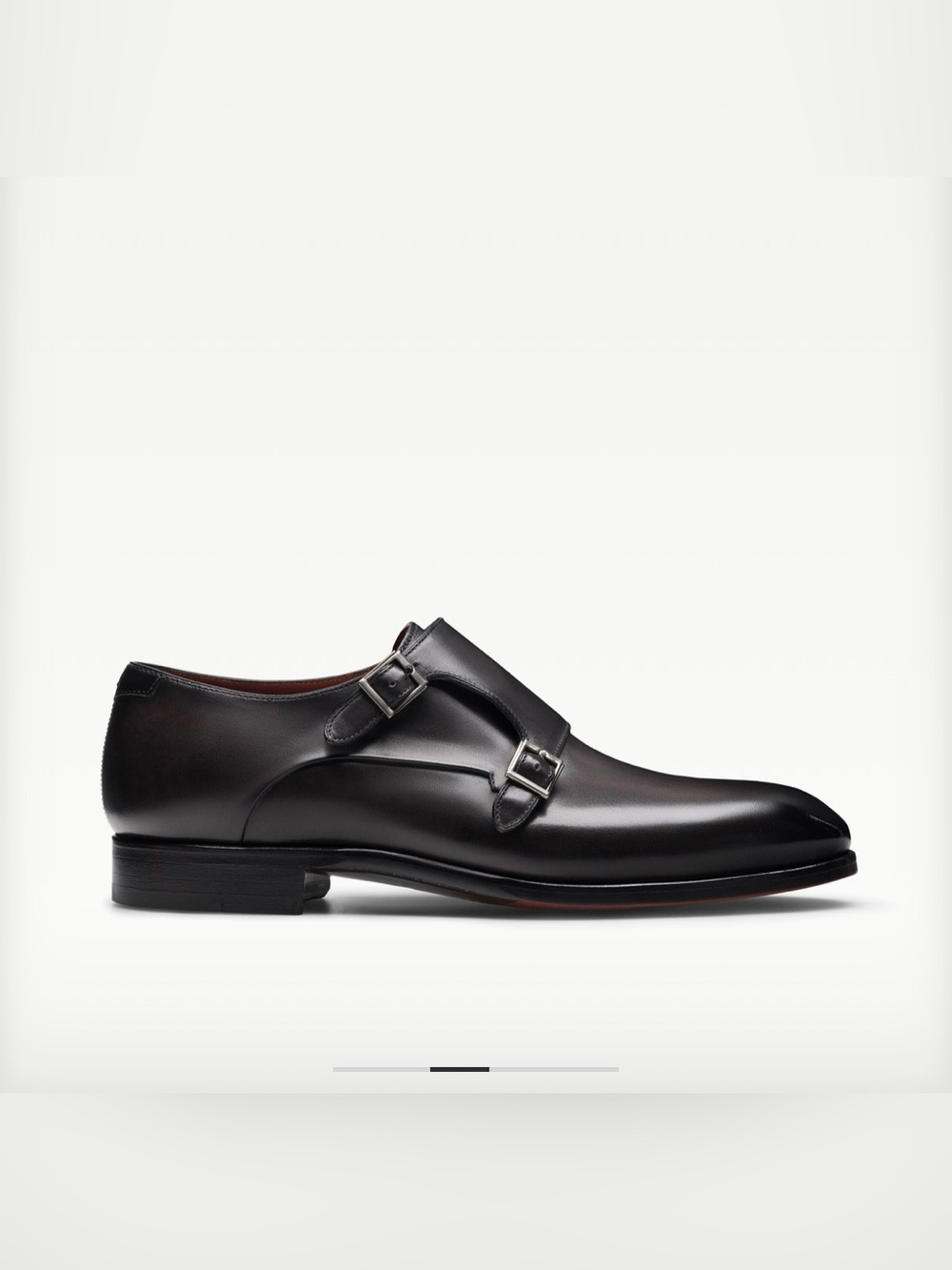 Magnanni Black Double Strap Leather Shoe New 10.5